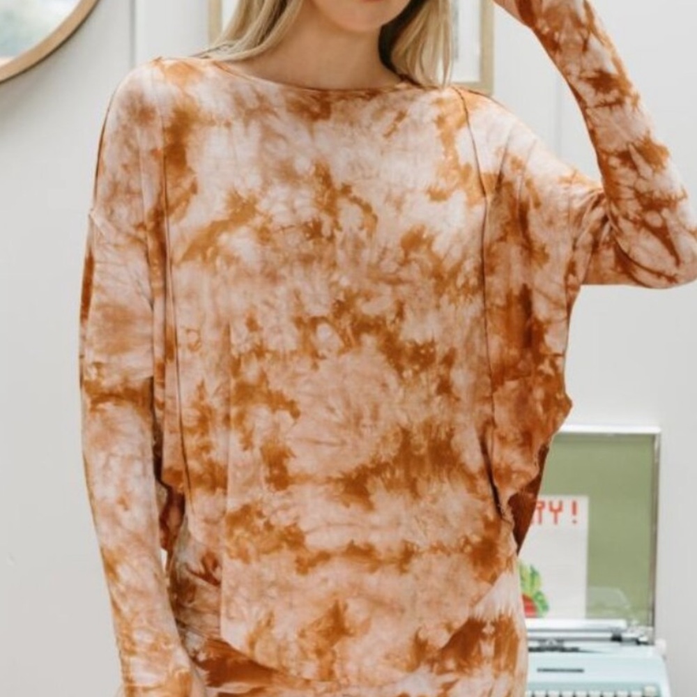 NWT JALA rust tie dye slinky Women's Long Sleeve Top